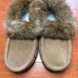 OVO x Manitobah Mukluks Rabbit Fur Suede Slippers - Rare Collab